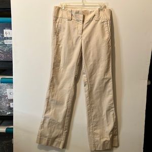 Tommy Hilfiger cream bootleg pants with wide waistband. Size 6.